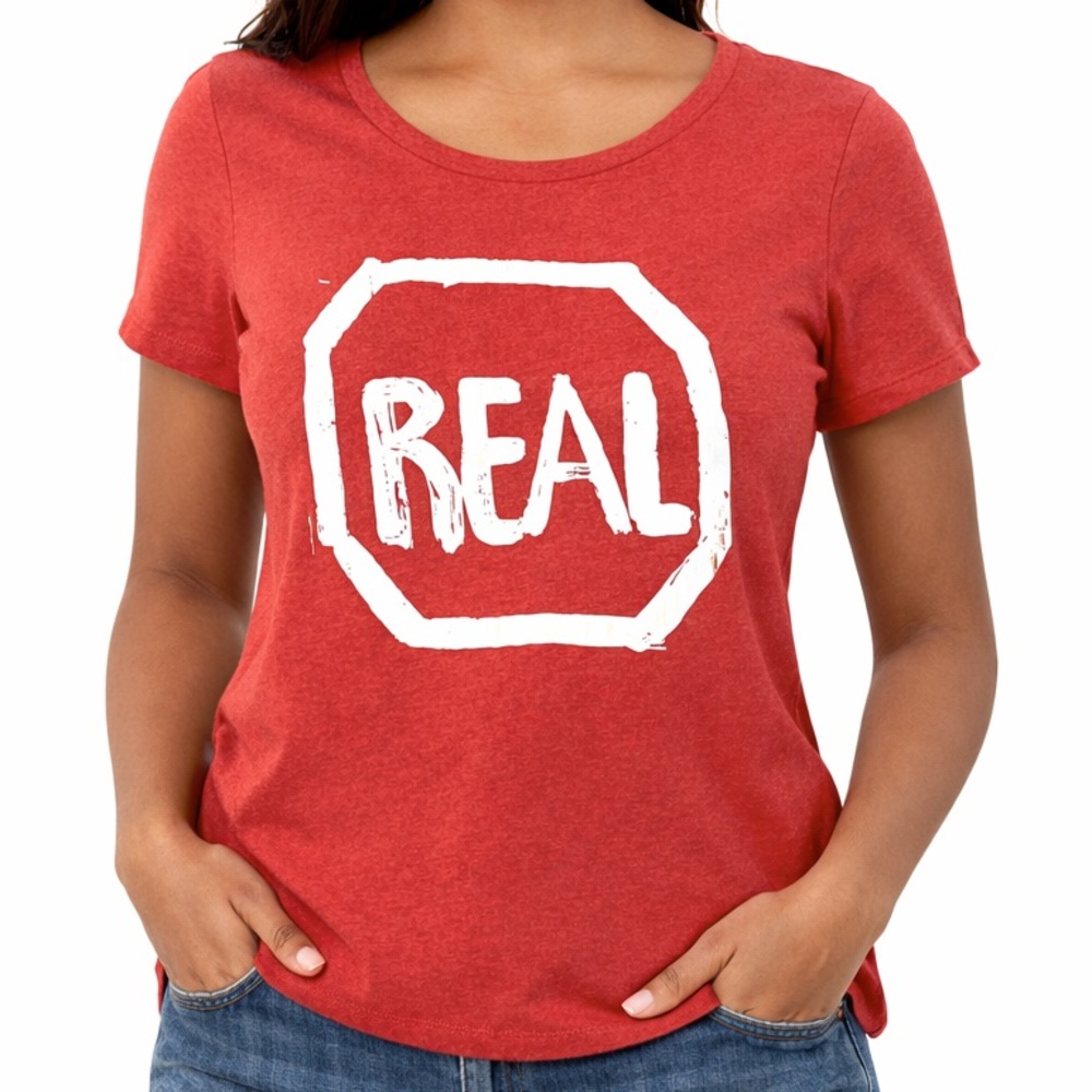 "REAL" T-Shirt by Elastic Bond [Miami-based Band] Heather Red L